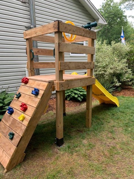 Diy Swing Set With Slide, Diy Play Set, Diy Swing Set, Diy Outdoor Toys, Diy Kids Playground, Outdoor Kids Play Area, Swing Set Diy, Toddler Playground, Kids Yard