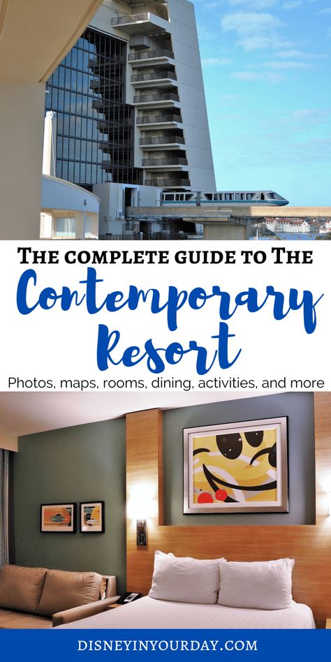 Disney's Contemporary resort: the complete guide - Disney in your Day Contemporary Hotel Disney World, Contemporary Resort Disney World, Contemporary Hotel Room, Disney Hotels Room, Disney Deluxe Resorts, Disney Anniversary, Disney Contemporary Resort, Disney Florida, Indian Shores