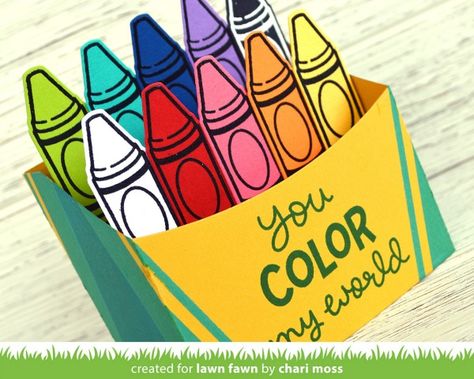 Lawn Fawn Video {4.24.19} Chari's Colors Crayon Box - Lawn Fawn Crayon Box Drawing, Keira Rose, Crayon Classroom, Kawaii Vector, Fawn Color, July Crafts For Kids, Fourth Of July Crafts For Kids, Fourth Of July Crafts, Box Of Crayons