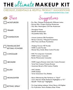 Anne Marie Mitchell The Ultimate Makeup Kit Checklist Free Printable Download Makeup List For Beginners, Neutrogena Oil Free Moisturizer, Complete Makeup Kit, Makeup Essentials For Beginners, Basic Makeup Kit, Maybelline Baby Skin, Beginner Makeup Kit, Makeup Kit Essentials, Korean Skin Care Secrets