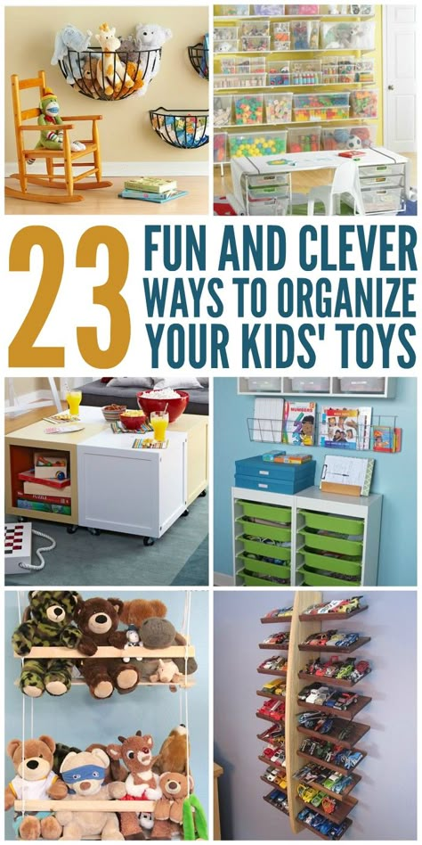 To help our fellow moms keep their sanity, we've collected some of the most awesome and clever ways to organize toys. Toy Organization Ideas, Organize Toys, Desk Diy, Fun Organization, Organize My Life, Playroom Organization, Kids Room Organization, Toy Room, Ways To Organize