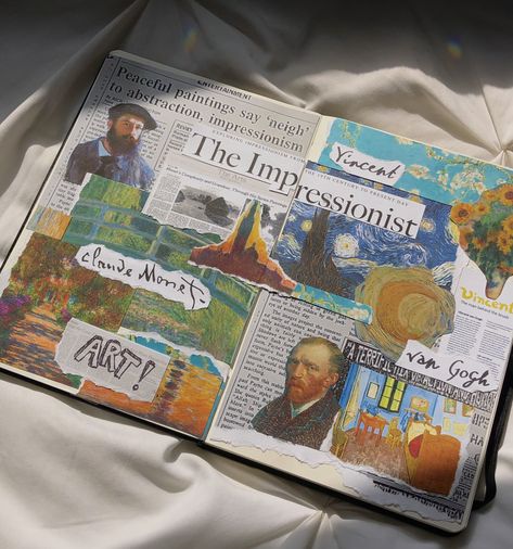 History Of Art Notes, Research Journal Layout, Art Titles Inspiration, One Pager Book Reports, Post Impressionism Aesthetic, Van Gogh Journal Page, Art History Journal, Artist Information Page, Artist Journal Sketchbooks