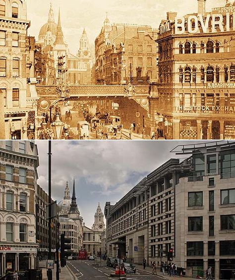 A new book, 'The Queens' London', makes a striking comparison of the city in the diamond Jubilee years of Victoria and Elizabeth II. Historical London, London Queen, London Now, Then Vs Now, Victorian London, London History, City Of London, England And Scotland, London Town