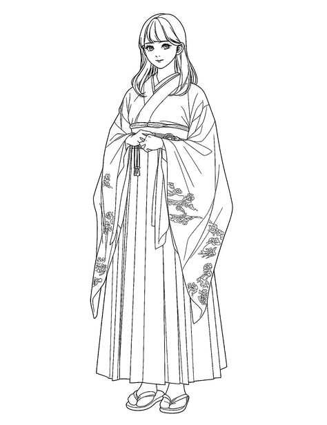 Sakura kimono coloring page Dress Coloring Pages, Sakura Kimono, Our Mindful Life, People Coloring Pages, Edgy Dress, High Fashion Dresses, Relaxing Activities, Coloring Pages For Girls, Polka Dot Dress