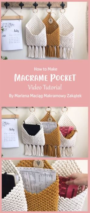 5 DIY Macrame Pocket Wall Hanging Free Tutorial Ideas - Carolinamontoni.com Macrame Pocket Wall Hanging, Macrame Wall Pocket, Macrame Pocket, Pocket Wall Hanging, Macrame Heart, Creative Tutorials, Tutorial Ideas, Macrame Wall Hanging Diy, Macrame Wall Hanging Patterns