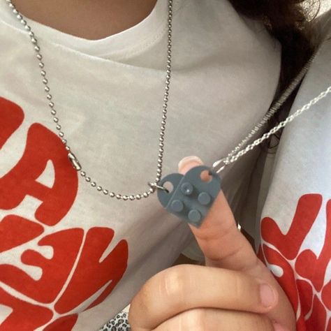 Lego Heart Necklace, Package Ideas For Boyfriend, Care Package Ideas For Boyfriend, Long Distance Anniversary, Package Gift Ideas, Long Distance Relationship Gift Ideas, Relationship Gift Ideas, Lego Necklace, Lego Heart