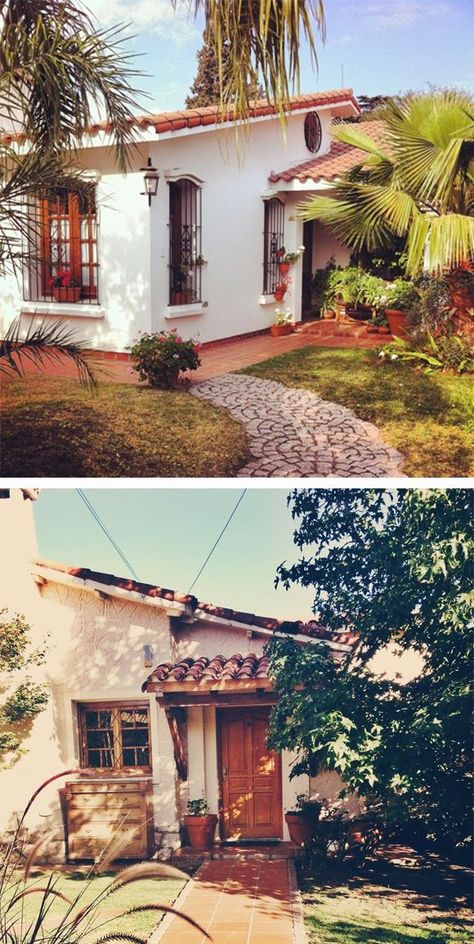 Flat Roof Homes, Spanish Bungalow, Mexico House, Mediterranean Home Decor, Roof Architecture, Spanish Style Home, Casas Coloniales, Casa Vintage, Spanish Style Homes