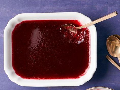 Get Jellied Cranberry-Cherry Sauce Recipe from Food Network Jellied Cranberry Sauce Recipes, Cranberry Sauce Recipes, Cherry Sauce Recipe, Jellied Cranberry Sauce, Food Network Chefs, Cherry Sauce, Thanksgiving Recipes Side Dishes, Thanksgiving Dishes, Food Network Magazine