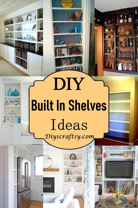 DIY Built In Shelves Ideas 1 Adjustable Built In Shelves, Half Wall Shelves Built Ins, Built In Shelves Bedroom Wall Units Storage Ideas, How To Build Built In Shelves, Built In Drywall Shelves, How To Diy Built In Shelves, Built In Ideas For Small Spaces, How To Build Built Ins, Small Room Built Ins