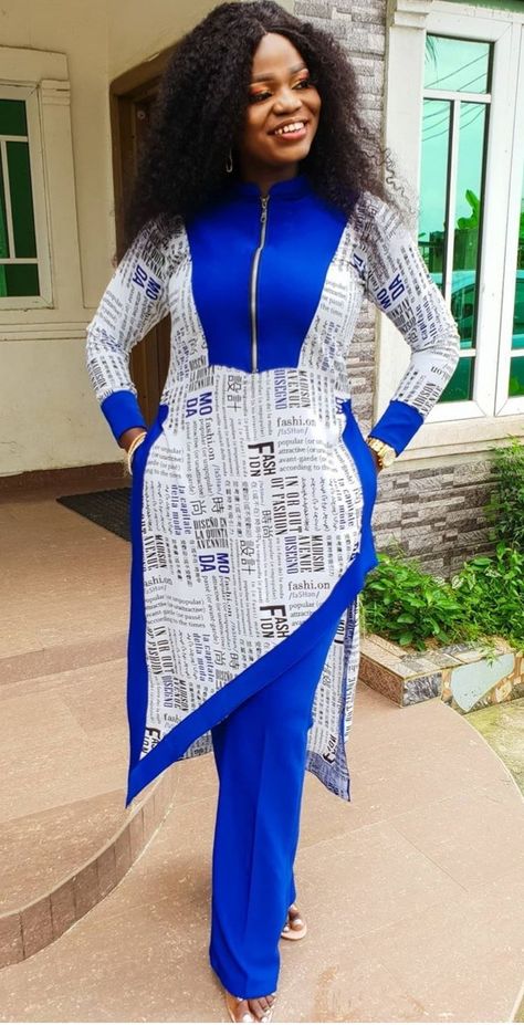 Female Senator Wears, Trouser And Top For Ladies, African Fabric Dress, African Attire For Men, 2piece Outfits, African Print Dress Ankara, Best African Dresses, Dinner Dress Classy, Newspaper Print