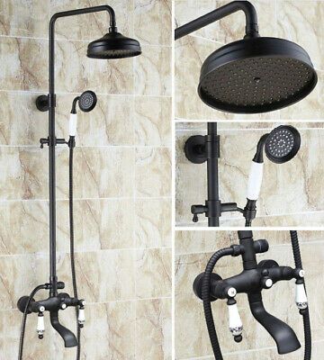 (eBay) Black Oil Rubbed Brass Faucet Rain Bathroom Rainfall Shower Set Mixer Tap Dhg122 Showers Without Doors, Oil Rubbed Bronze Shower, Rubbed Bronze Bathroom, Oil Rubbed Bronze Bathroom, Bathroom Shower Faucets, Shower Seat, Bar Black, Bath Shower Mixer Taps, Shower Faucet Sets