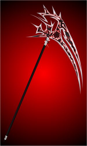 Scythes. Instead of red let's make it purple Anime Scythe, Fantasy Props, Cool Swords, Arte Horror, 영감을 주는 캐릭터, 그림 그리기, Artifacts, Dungeons And Dragons, Fantasy Art