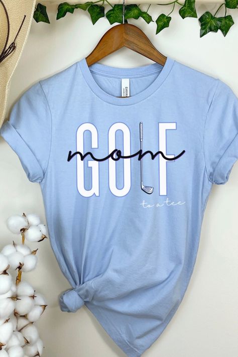 WOMENS GOLF SHIRT THAT SAYS GOLF MOM TO A TEE WITH A GOLF CLUB AS THE LETTER L IN GOLF. PERFECT LADIES GOLF GIFT FOR GOLF MOMS AND GOLF WIVES! Golf T Shirt Designs, Golf Team Shirts, Golf Mom Shirts, Golf Wife, Golf Tshirt, Golf Christmas Gifts, Golf Ladies, Golf Mom, Funny Golf Shirts