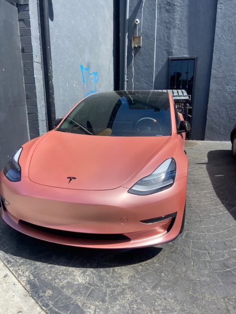 Pink Tesla Aesthetic, Tesla Aesthetic Girl, Pink Porche, Tesla Car Aesthetic, Pink Tesla, Tesla Aesthetic, Tesla Interior, New Luxury Cars, Car Wrapping