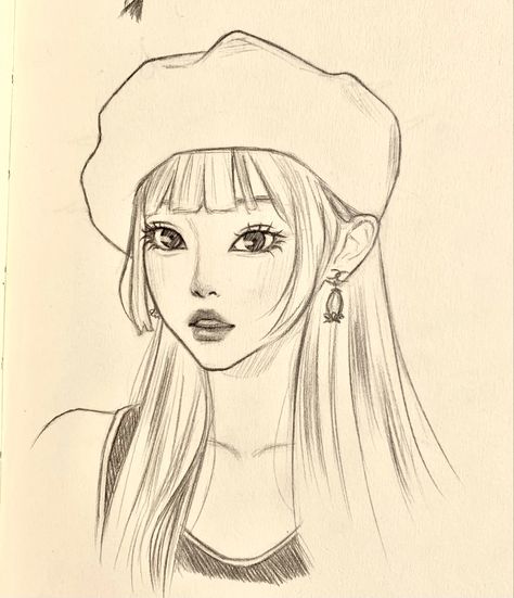 Semi Realistic Kpop Sketch, New Jeans Drawing Pencil Kpop, Haerin Newjeans Drawing, Kpop Drawing Sketch, Newjeans Drawing Kpop, New Jeans Drawing Kpop Easy, Haerin Drawing Sketch, Newjeans Drawing Easy, Drawing Begginers Simple