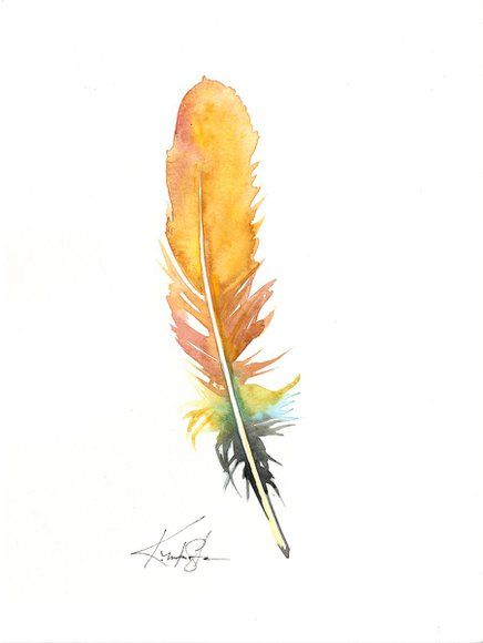 Feather Watercolor, Abstract Feather, Feather Drawing, Gray Art, Painting Yellow, Watercolor Feather, Animals And Birds, Watercolour Inspiration, Watercolor Projects