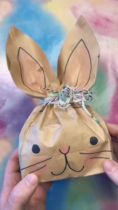 This easy paper bag Easter Bunny craft would be a cute DIY easter basket to give to your friends and family. Kids will love making this craft as a fun easter activity. #easter #kidscrafts #easycraft #crafty #easterbunny #giftwrapping #rabbit | Timm Sevitz | Timm Sevitz · Original audio Easy Diy Easter Baskets, Easter Bunny Paper Bag Craft, Easter Bags Preschool, Paper Bag Bunnies, Paper Bag Easter Basket, Paper Bag Rabbit, Paper Bag Easter Bunny, Paper Bag Bunny, Easy Paper Bag