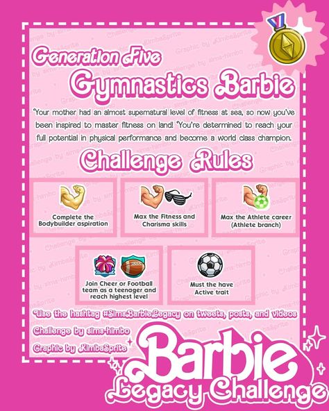 help girl I'm hyperfixating : Hey, Barbie! 👋 Enjoy this new set of 15 graphics... Sims 4 One Piece, Ladybug Banner, Sims Legacy Challenge, Hey Barbie, Disney Princess Challenge, Legacy Challenge, Sims Challenge, Sims 4 Stories, Sims 4 Challenges