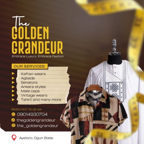 Flyer Design For Tailoring, Tailor Poster Graphic Design, Tailoring Poster, Tailor Flyer Design, Course Flyer, Vows Quotes, Sport Background, Agbada Design, Graphic Design Inspiration Poster