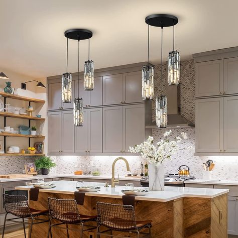 Lights In Kitchen, Kitchen Ceilings, Pendant Light Set, Tranquil Bedroom, Cluster Pendant Lighting, Прикроватные Тумбочки, Pendant Light Styles, Crystal Pendant Lighting, Lighting Modern