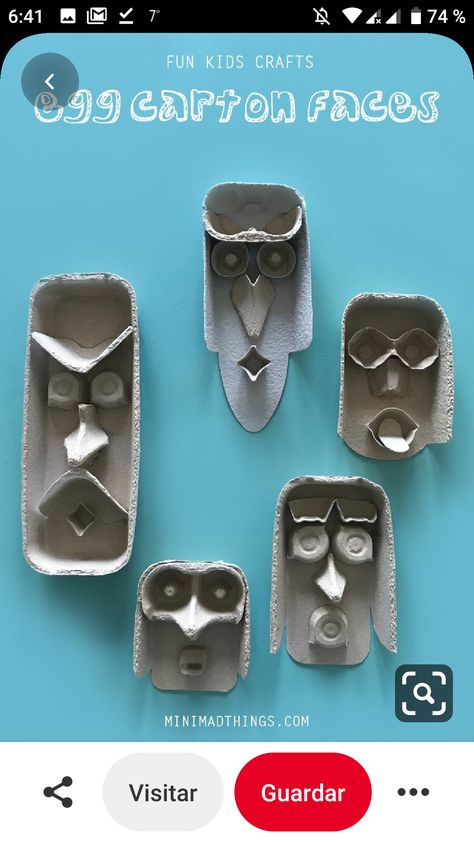 Egg Carton, Recycled Art, 3d Projects, Craft Blog, Kids' Fashion, Funny Faces, Craft Activities, Kids Crafts, Fun Crafts