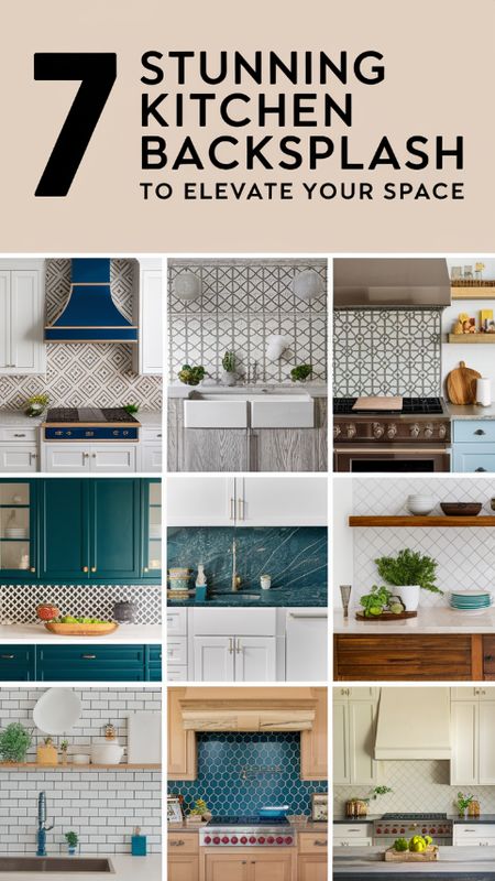 7 Stunning Kitchen Backsplash Designs to Elevate Your Space Pattern Tile Floor Kitchen, Bohemian Kitchen Backsplash Ideas, Mosaic Kitchen Backsplash Ideas, Fun Backsplash Kitchen, Kitchen Tile Backsplash Ideas, Kitchen Backsplash Inspiration, Backsplash Trends, Mosaic Tile Backsplash Kitchen, Two Tone Cabinets