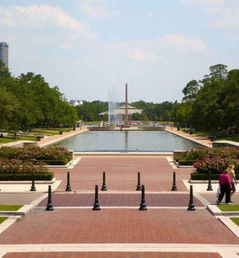 Herman Park reflection pool Houston Garden, Reflection Pool, Natural Science Museum, Texas Medical Center, Hermann Park, Zoo Photos, Houston Zoo, Live Oak Trees, Outdoor Theater