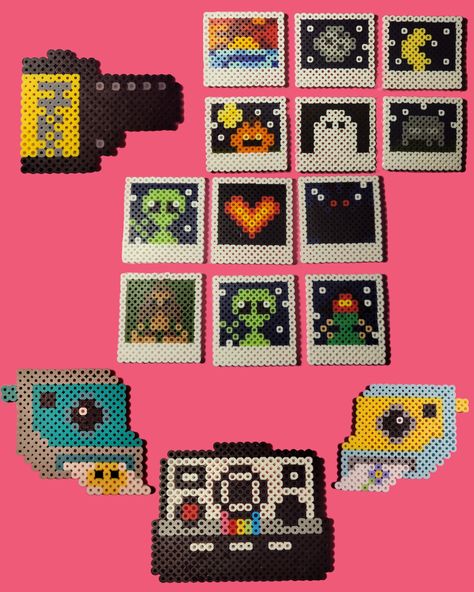 Polaroid Perler Beads, Halloween Perler, Bead Templates, Melt Beads Patterns, Polaroid Cameras, Hamma Beads Ideas, Easy Perler Bead Patterns, Beyond Borders, Pixel Beads