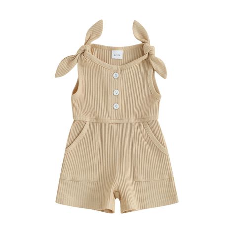 PRICES MAY VARY. MATERIAL: Toddler baby girl ribbed sleeveless romper is made of quality cotton and polyester, soft and lightweight, good breathability, comfortable for your little girls. FEATURES: Toddler girl summer clothes feature with sleeveless, solid color, ribbed knit, buttons, bowknot shoulder straps, with side pockets, shorts jumpsuit romper for kids girl, cute and elegant. DESIGN: Baby girl ribbed short jumpsuit, baby girl solid ribbed romper jumpsuit, toddler baby girl one piece rompe Knitted Jumpsuit, Summer Jumpsuit Casual, Toddler Girl Romper, Jumpsuit Shorts, Shorts Overalls, Toddler Girl Summer, Summer Baby Clothes, Baby Overalls, Rompers For Kids