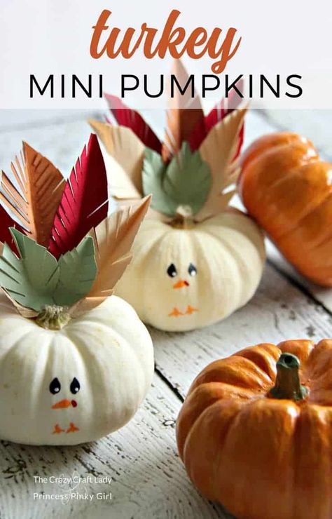 Decorate Mini Pumpkins, Craft Thanksgiving, Thanksgiving Pumpkins, Easy Thanksgiving Crafts, Place Holders, Thanksgiving Craft, Thanksgiving Decorations Diy, Turkey Craft, Thanksgiving Crafts For Kids