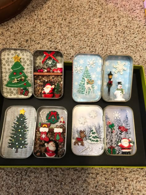 Mint Tin Crafts Christmas, Altoid Tin Ideas, Altoid Tin Crafts, Police Christmas, Mint Tin Crafts, Altered Altoid Tins, Wooden Box Diy, Tin Ideas, Tin Crafts