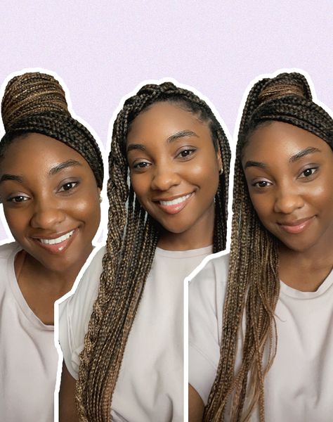 6 Knotless Box Braid Styles We Love | The Everygirl Side Swoop Knotless Braids, Knotless Braids Swoop Ponytail, Swoop With Box Braids, Box Braids Side Swoop, Braids Photoshoot Ideas, Knotless Box Braid Styles, Ponytail Box Braids, How To Style Knotless Braids, Beautiful Knotless Braids