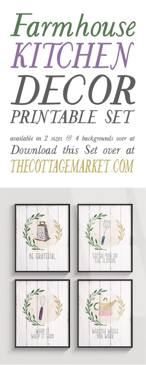 Farmhouse Kitchen Decor Printable Set - The Cottage Market Free Kitchen Printables, Free Homestead Printables, Farmhouse Graphics Free Printables, Printable Farmhouse Signs Free, Kitchen Quotes Decor Printables, Farmhouse Printables Free, Cottage Market Free Printable, Kitchen Printables Free, Free Farmhouse Printables