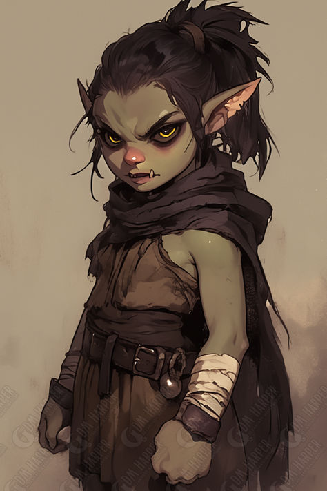 Goblin Wizard/Warlock/Sorcerer Dnd Goblin Wizard, Goblin Girl Character Design, Bugbear Wizard, Deep Gnome Female, Goblin Sorcerer, Goblin Art Dnd, Goblin Warlock, Orc Warlock, Goblin Wizard