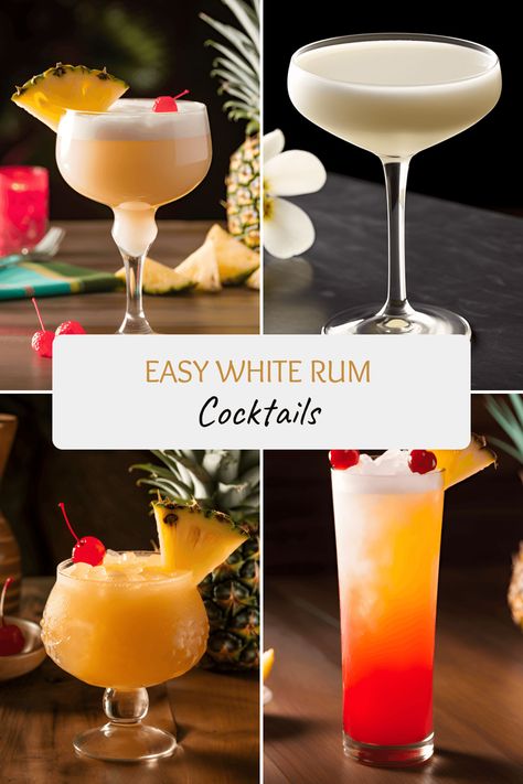 Discover a variety of tropical white rum cocktails including Daiquiri, Long Island Iced Tea, Yellow Bird, and more in minutes! White Rum Cocktails Recipes, Cocktails With White Rum, Summer Liquor Drinks, White Rum Drinks, White Rum Cocktails, Coconut Cooler, Rum Drinks Easy, Bacardi White Rum, Rum Cocktails Easy