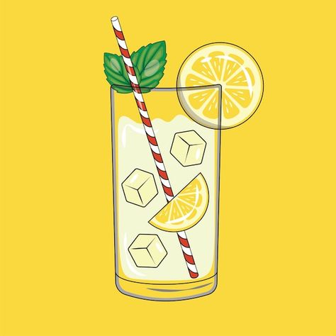 Vector a glass of lemonade ice fresh and... | Premium Vector #Freepik #vector Lemonade Illustration, Glass Of Lemonade, Print Illustration, Iced Drinks, Easy Drawing, Illustration Vector, Summer Drinks, Easy Drawings, Premium Vector