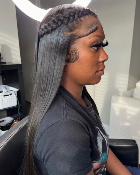 Butterfly Braids, Sew In Wig, Butterfly Braid, Half Braid, Barbie Hairstyle, 2 Braids, Frontal Wig Hairstyles, Wig Install, Black Ponytail Hairstyles