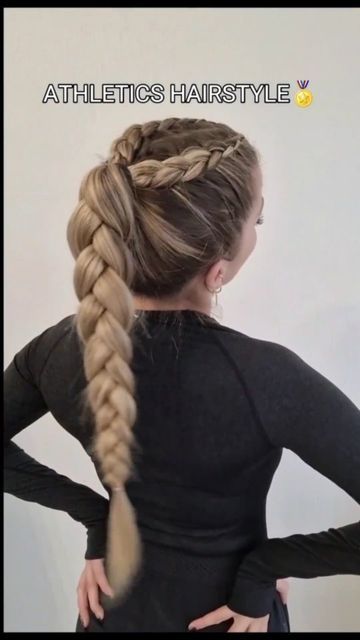 Braided Workout Hairstyles, Gymnastics Updos For Long Hair, Chef Hairstyles, Gymnastics Competition Hair Braids, Gymnastics Hair Styles For Meets, Braid Workout Hair, Braiding Hairstyles For Black Women, 2023 Hairstyles, Running Hairstyles