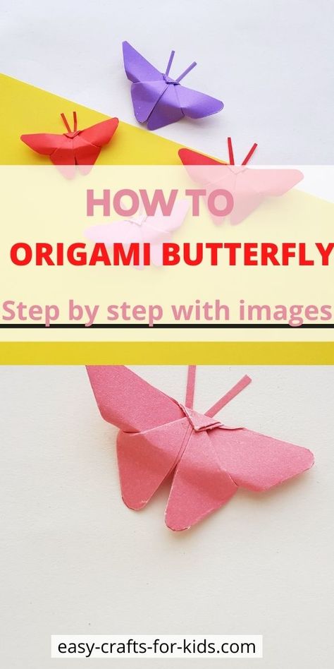 How to Origami Butterfly Step By Step With Pictures Origami Butterfly Instructions, How To Origami, Butterfly Step By Step, Origami Butterfly Easy, Construction Paper Crafts, Origami Butterfly, Cool Paper Crafts, Woodland Birthday, Spring Crafts For Kids