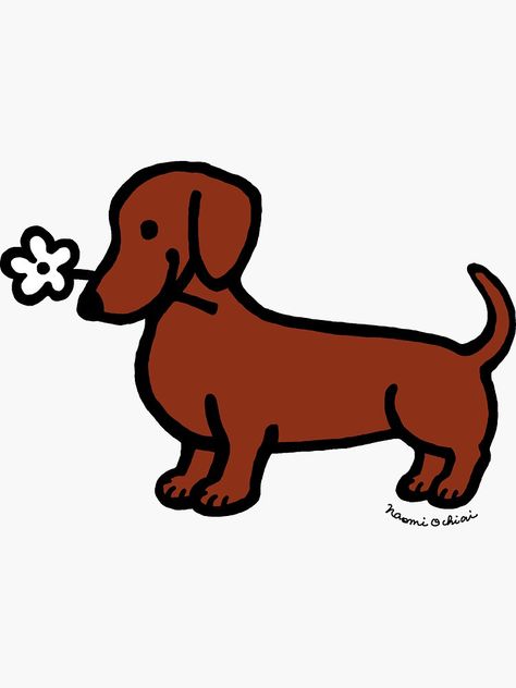 Dauchsands Drawing, Cute Dachshund Drawings, Wiener Dog Drawing, Dachshund Doodle, Dachshund Sketch, Dachshund Sticker, Smooth Dachshund, Arte Dachshund, Dachshund Drawing