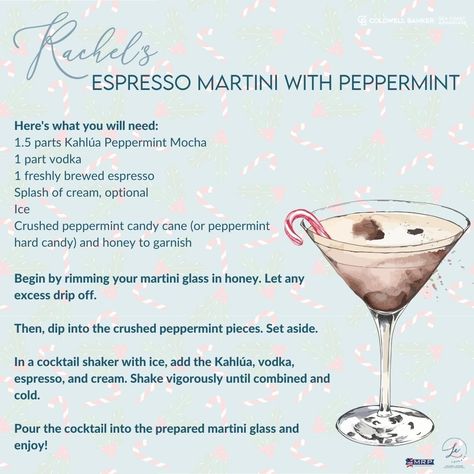 Peppermint Mocha Martini Recipe, Peppermint Mocha Espresso Martini, Peppermint Espresso Martini Recipe, Christmas Espresso Martini, Ornament Cocktails, Winter Martini, Peppermint Espresso Martini, Christmas Karaoke, Martini Espresso