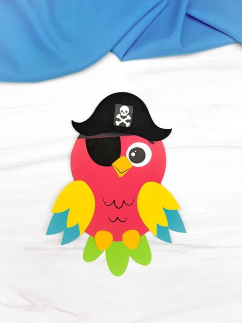 Download Your Pirate Parrot Template Below Parrot Template, Pirate Template, Parrot Craft, Paper Cup Crafts, Tissue Paper Crafts, Headband Crafts, Paper Bag Puppets, Name Crafts, Toddler Arts And Crafts