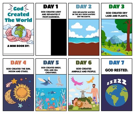 Creation Of The World Bible, God's Creation Drawing, 7 Days Creation Of God Craft, 7days Of Creation, Days Of Creation Bulletin Board Ideas, Days Of Creation Printable Free, 7 Days Creation Of God, 7 Days Of Creation Printable Free, Story Of Creation For Kids