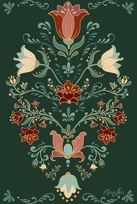 Turkish Flowers Design, Persian Flowers Pattern, Persian Floral Pattern, Turkish Design Pattern, Turkish Folk Art, Mughal Motifs Design Patterns, Persian Motifs Pattern Design, Mughal Border Design, Folkart Patterns