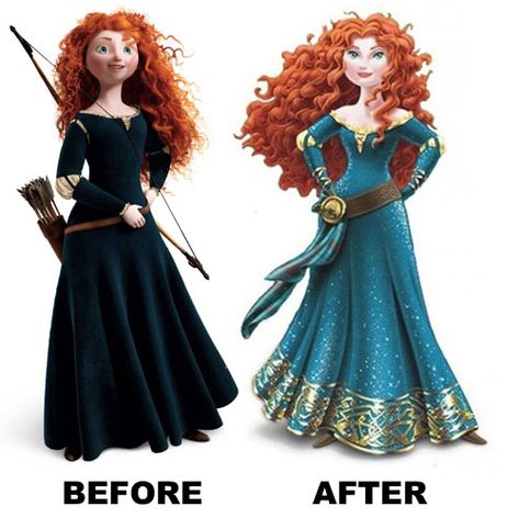 Disney released a 2D version of Merida, altering her character design to "princessify" her and make her more conventionally beautiful by making her more slender and doe-eyed, claiming Merida wanted to dress up for her coronation. It's absolutely disgusting and completely undercuts everything the movie was about. Brave Characters, Brave Merida, Brave Princess, Brave Writer, Mighty Girl, Princesa Real, Character Design Cartoon, Princess Merida, Disney Princess Makeover