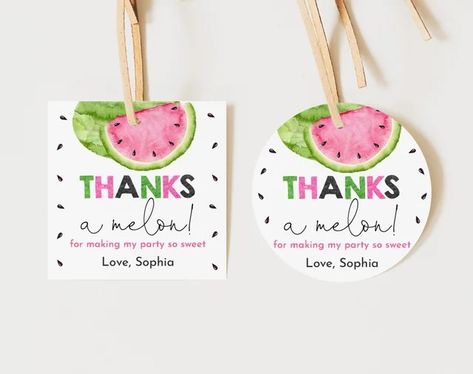 HoneydesignStore - Etsy Thanks A Melon, Watermelon Party Favors, Watermelon Gift, Pink Watermelon, Watermelon Party, Watermelon Birthday, One In A Melon, Party Bundles, Circle Punch