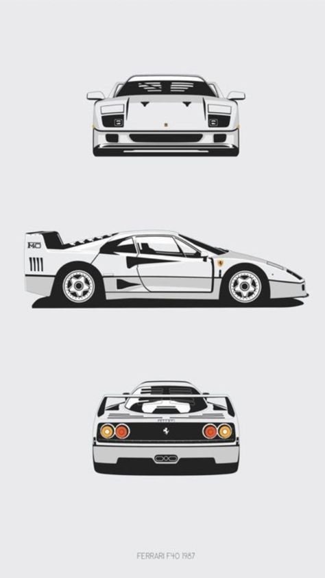 1987 Ferrari F40 Ferrari F40 Drawing, Ferrari Poster, Motorsport Art, White Ferrari, Car Owner, How To Drive, Automotive Artwork, Racing Art, Car Artwork