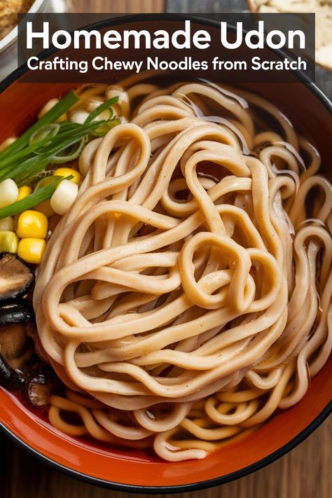 Learn how to make delicious homemade udon noodles from scratch with this easy step-by-step guide. Enjoy the chewy texture of fresh udon at home! Home Made Noodles Recipe Easy, How To Make Udon Noodles From Scratch, Homemade Asian Noodles, How To Make Udon Noodles, Homemade Udon Noodles, Japanese Udon Noodle Recipe, Homemade Noodle Recipes, Udon Noodle Recipe, Easy Homemade Noodles