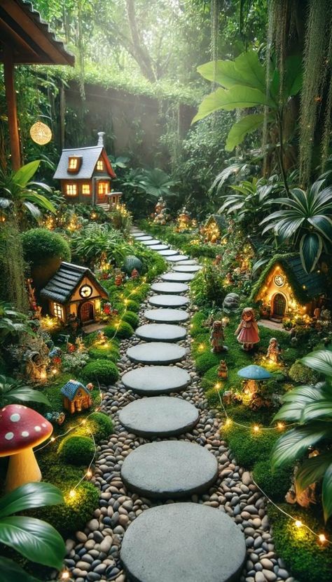 20 Whimsical Pathway Ideas for a Magical Garden 25 Whimsical Garden Ideas Fairytale, Whimsical Pathway, Garden Walkway Ideas, Pathway Ideas, Garden Tattoos, Walkway Ideas, Path Ideas, Kids Garden, Wall Painting Art