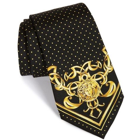 Versace Print Silk Tie (€155) ❤ liked on Polyvore featuring men's fashion, men's accessories, men's neckwear and ties Tie Ideas, Versace Print, Mens Neckwear, Versace Logo, Versace Collection, Mens Formal, Tie Set, Men's Accessories, Italian Style